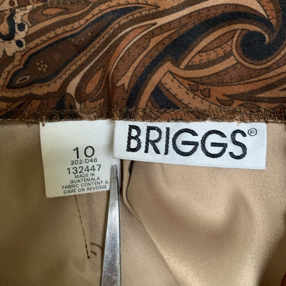Briggs Skirt-Brown Black Tan Paisley Pattern-Polyester Spandex Blend-10 Regular - Picture 4 of 5